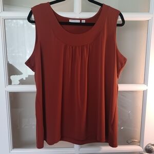 Susan Graver Copper Silky Womens Tank Top 1X